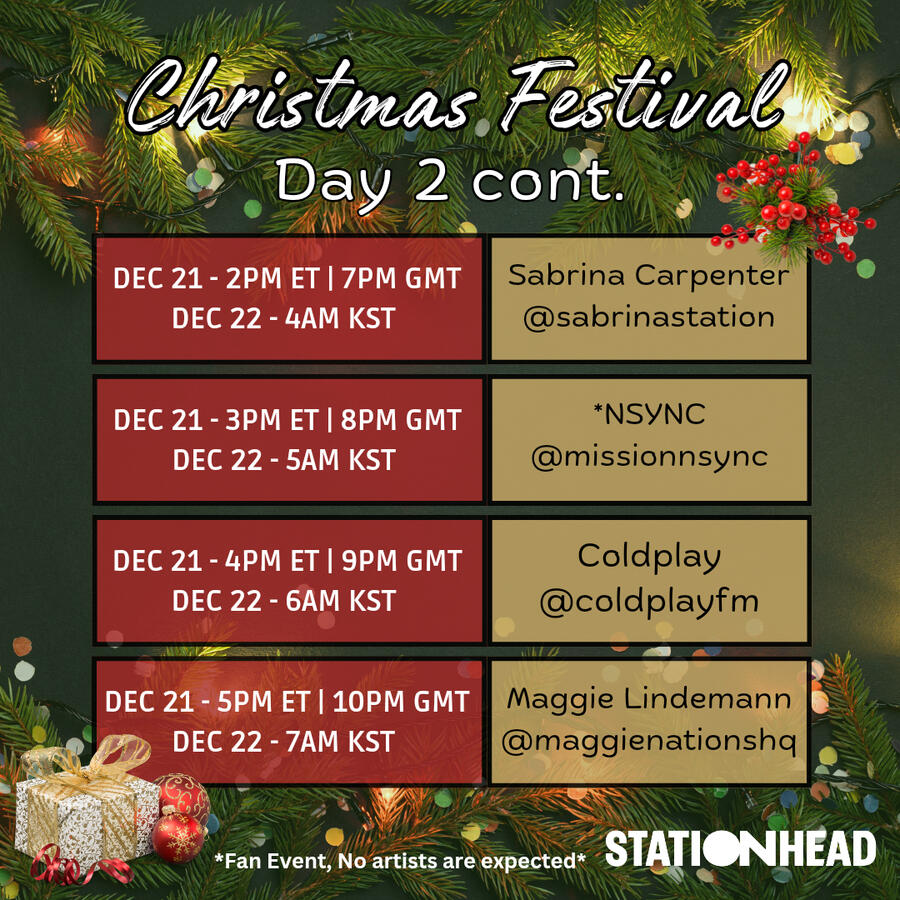 Christmas Festival Group Stations Event Line-up on Stationhead Christmas Festival Group Stations Event Line-up on Stationhead