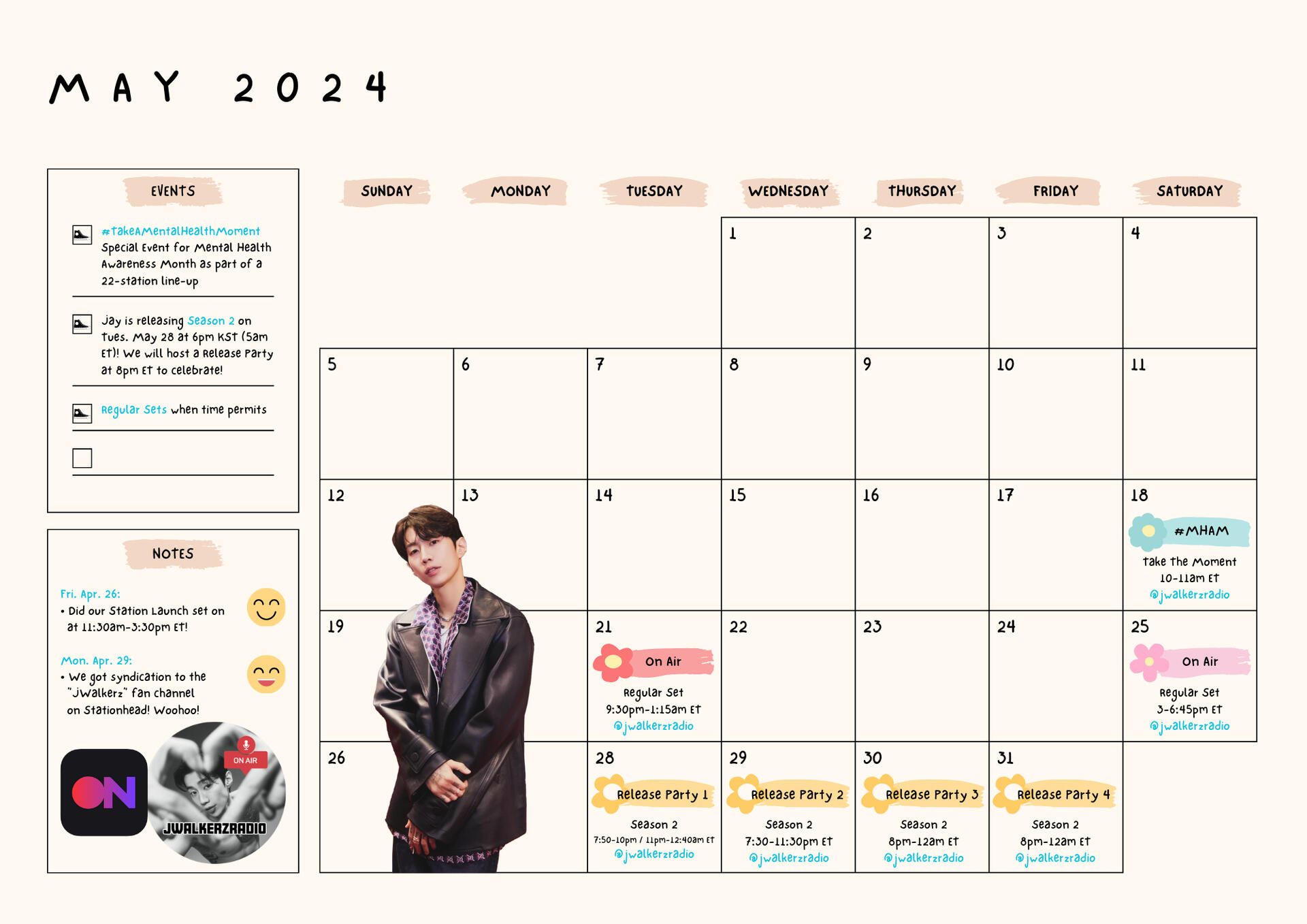 May 2024 Calendar for JWalkerzRadio Stationhead
